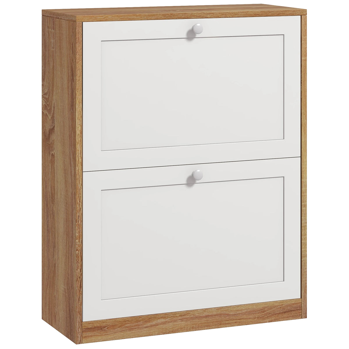 Armoire pour chaussures blanche et bois 2 abattants - Le Bianchio