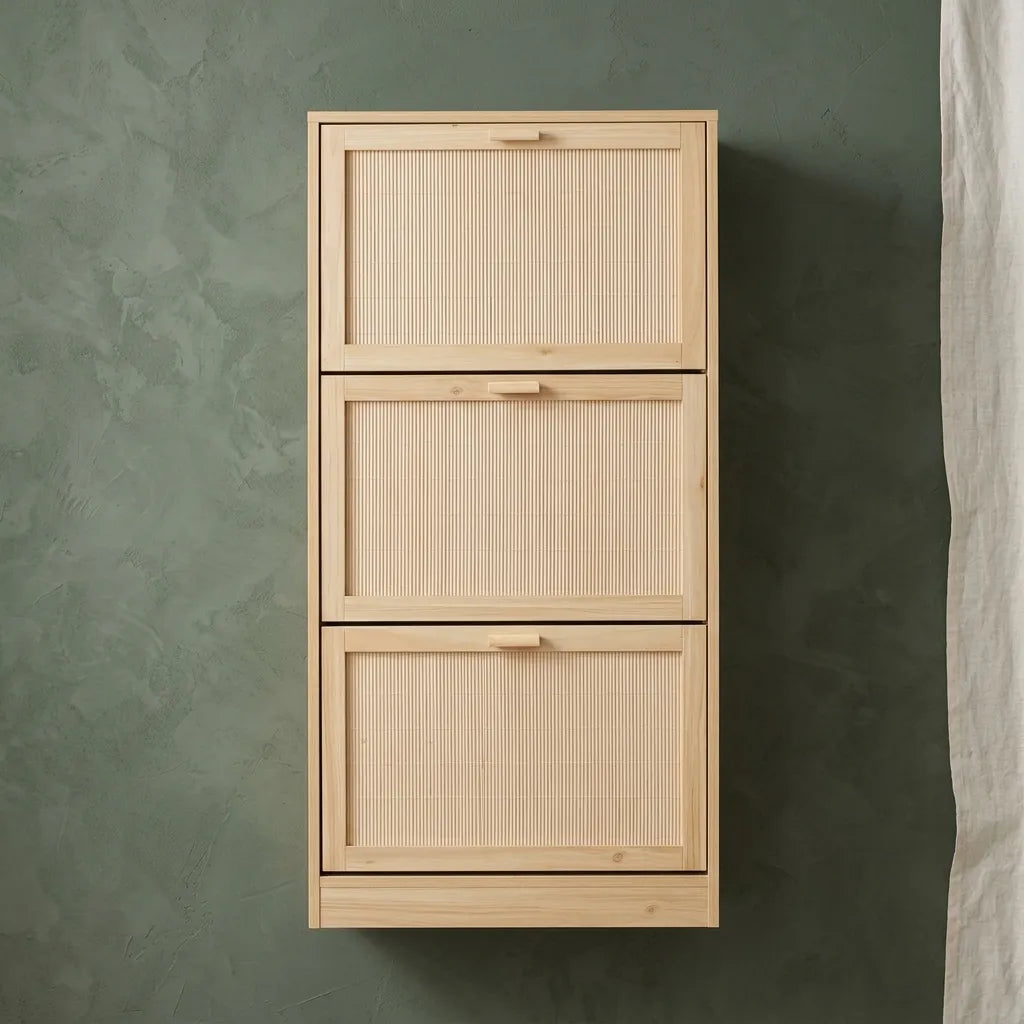 Armoire à chaussures étroite en bois avec 3 battants - Le Torrio