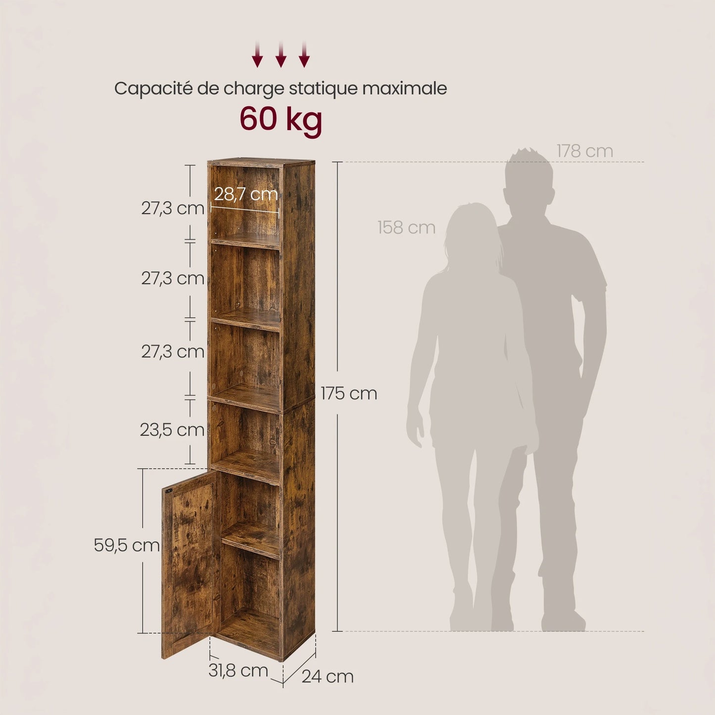 Colonne de rangement en bois avec porte - Le Portelio