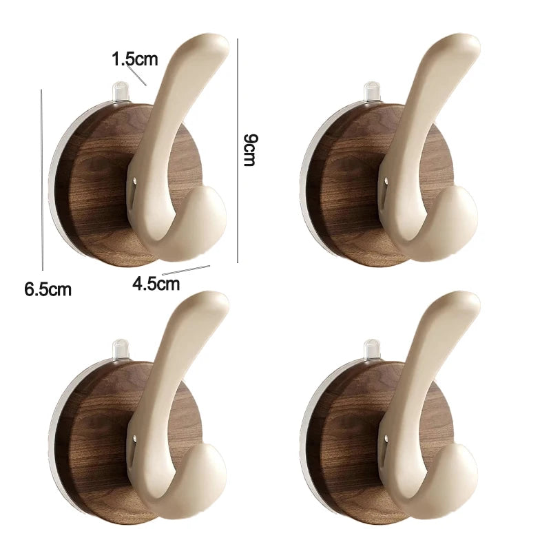 Lot de 4 crochets adhésifs noyer pour salle de bain - Le Doublio