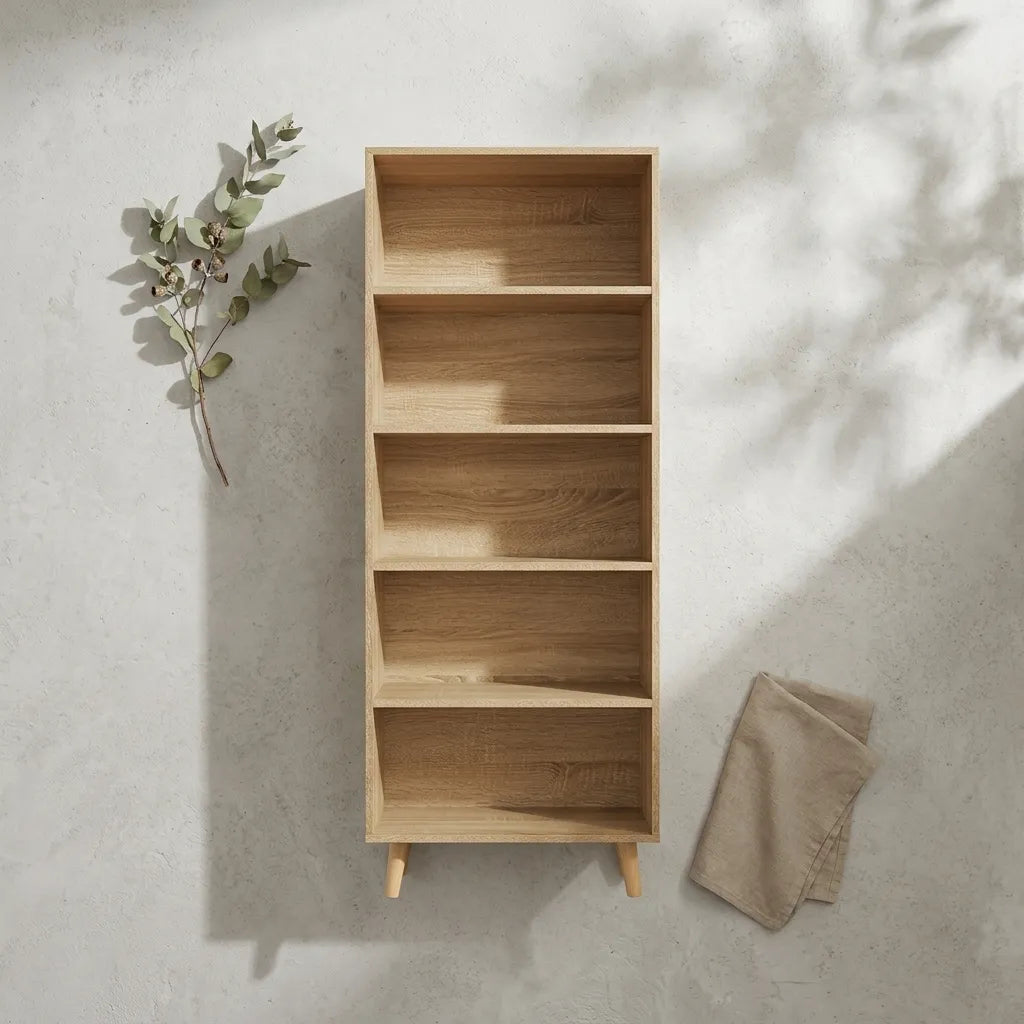 Étagère sur pied 5 compartiments bois scandinave - Le Scandio