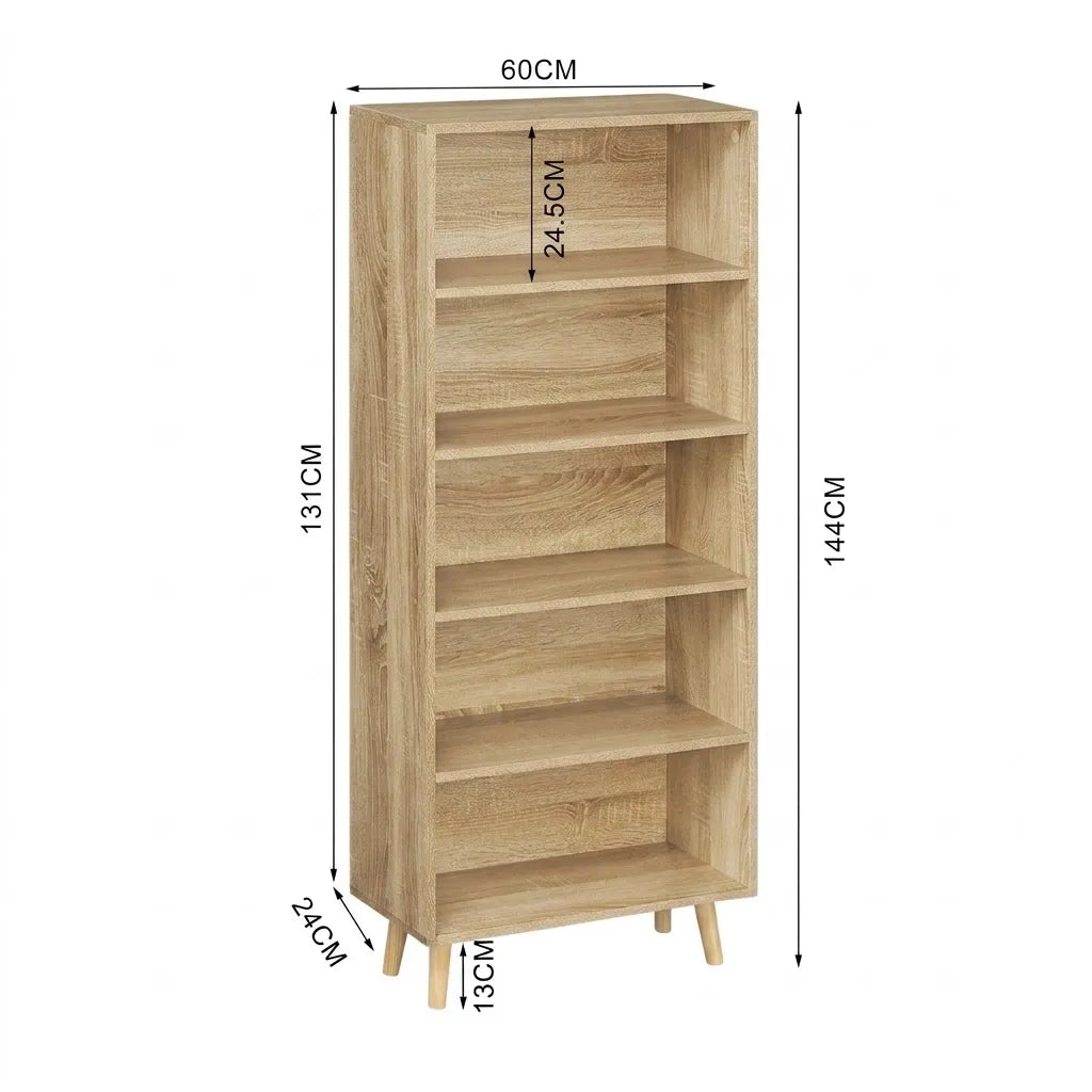 Étagère sur pied 5 compartiments bois scandinave - Le Scandio