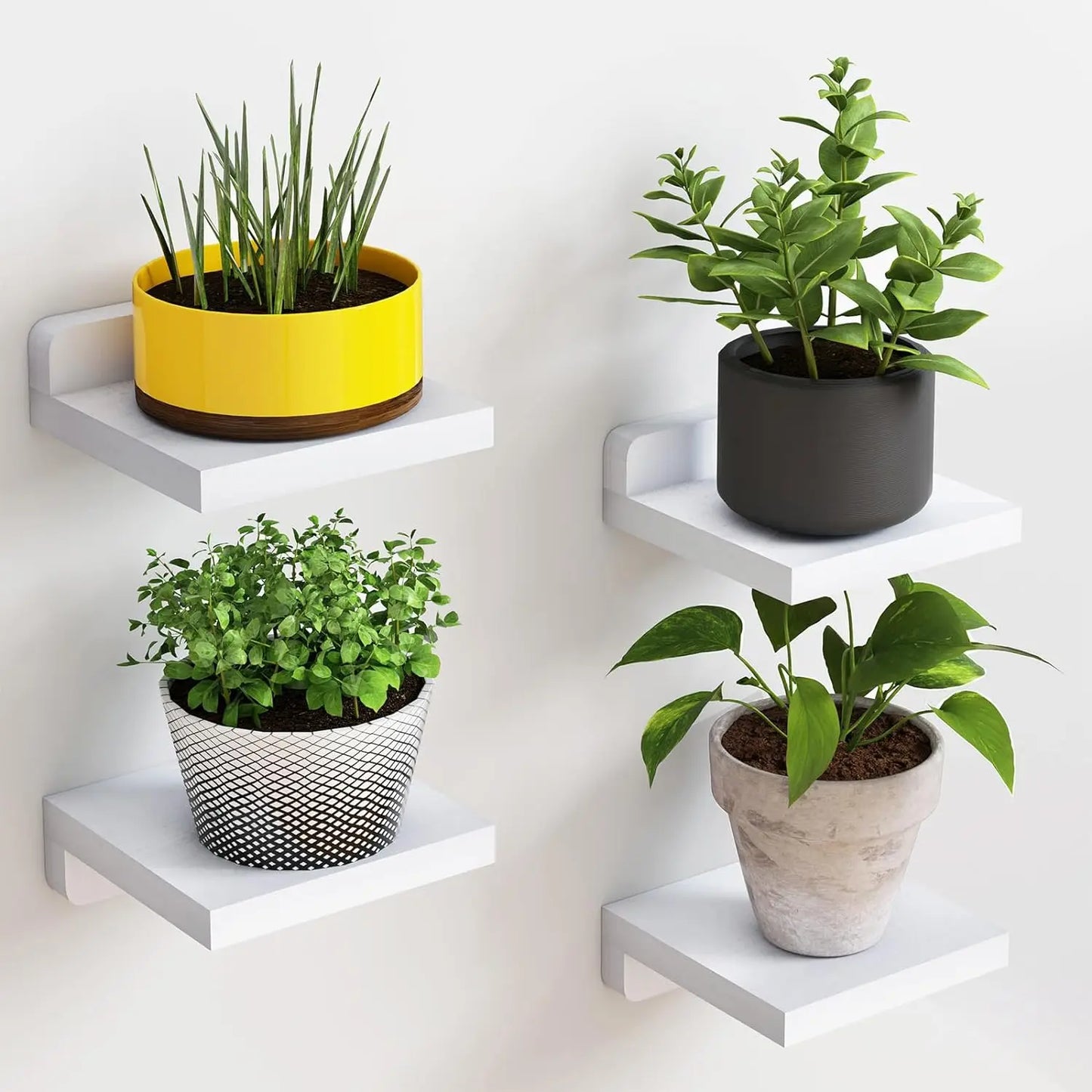 Pack de 4 mini étagères murales flottantes en bois - Le Minio