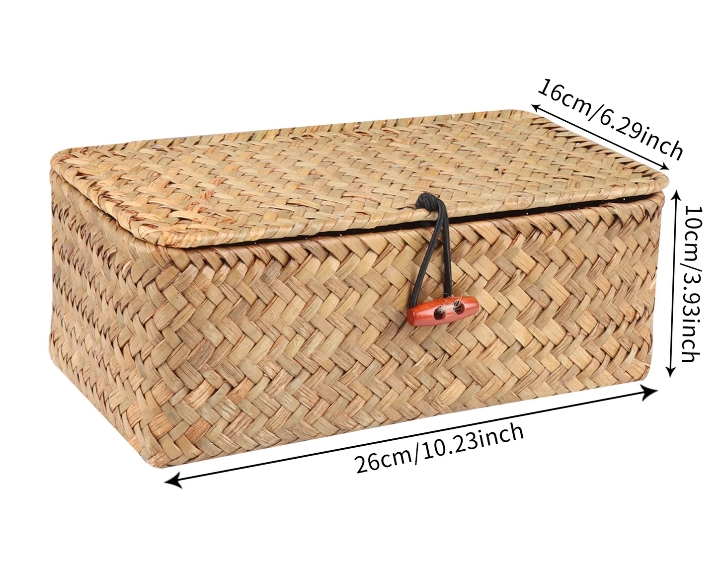 Panier de rangement en jonc de mer tressé avec couvercle - Le Jonquio