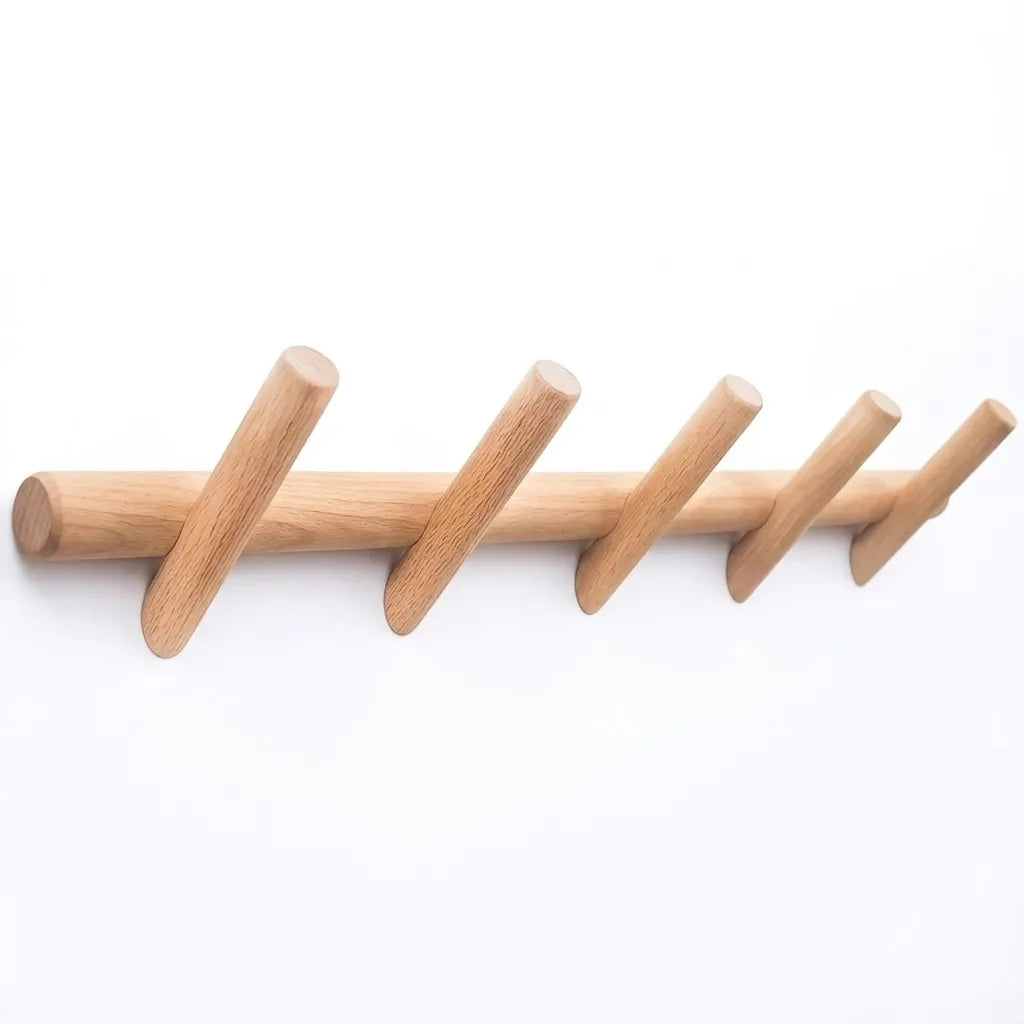 Porte-manteau mural pour couloir en bois de chêne - Le Pencheio