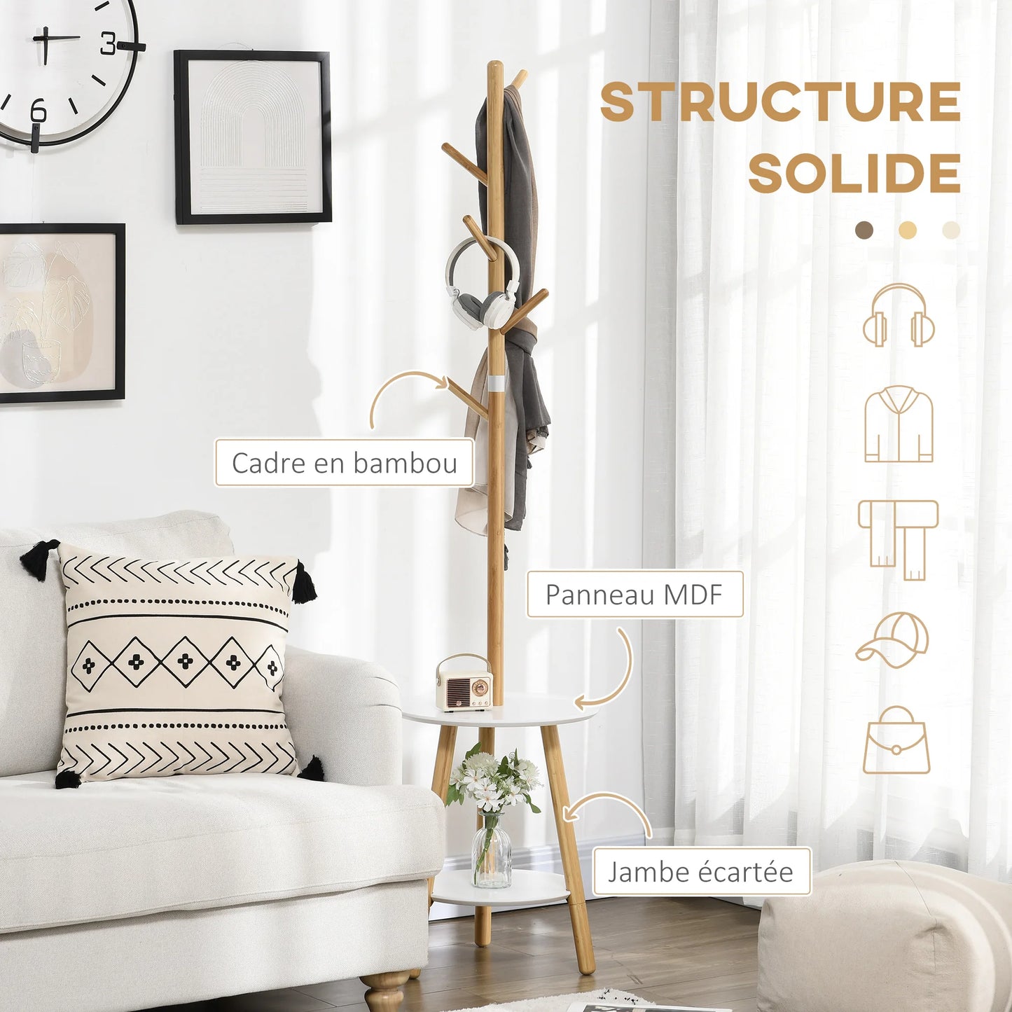 Porte manteau sur pieds design en bois