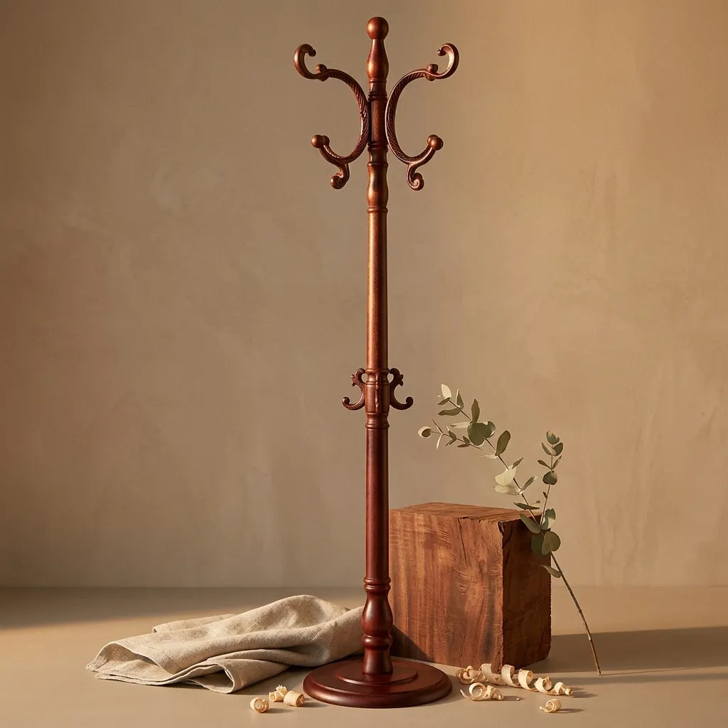 Porte-manteau sur pied perroquet classique en bois - Le Victoreo