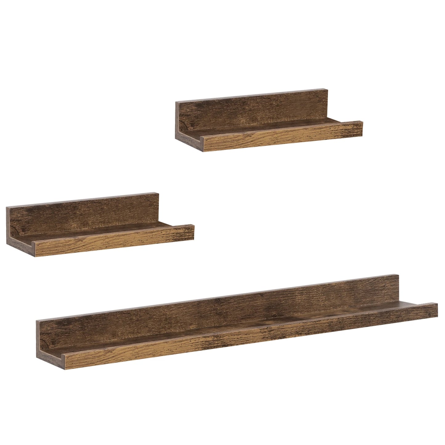 Trio de tablettes murales en bois vintage - Le Ledgio