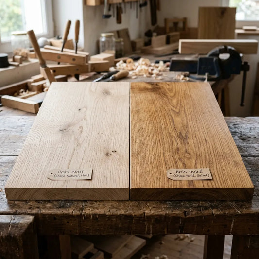 bois brut contre bois huilé