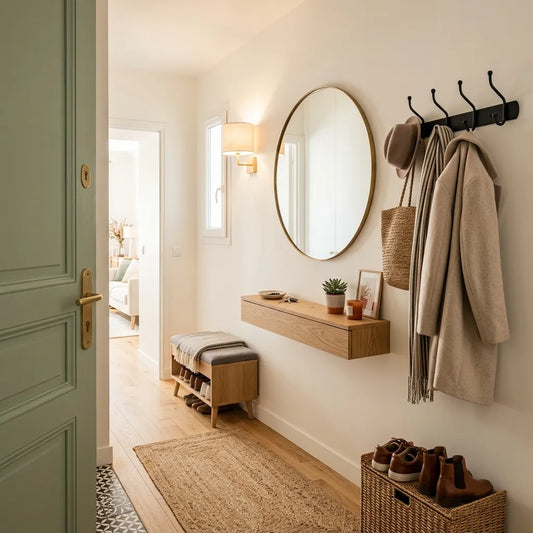 entrée avec porte manteau en bois