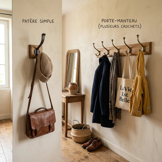 Patère simple ou porte-manteau à plusieurs crochets