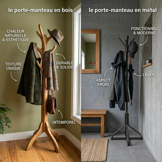 porte manteau en bois contre porte manteau en métal