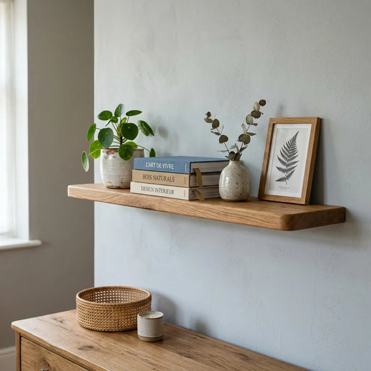 une étagère en bois naturel