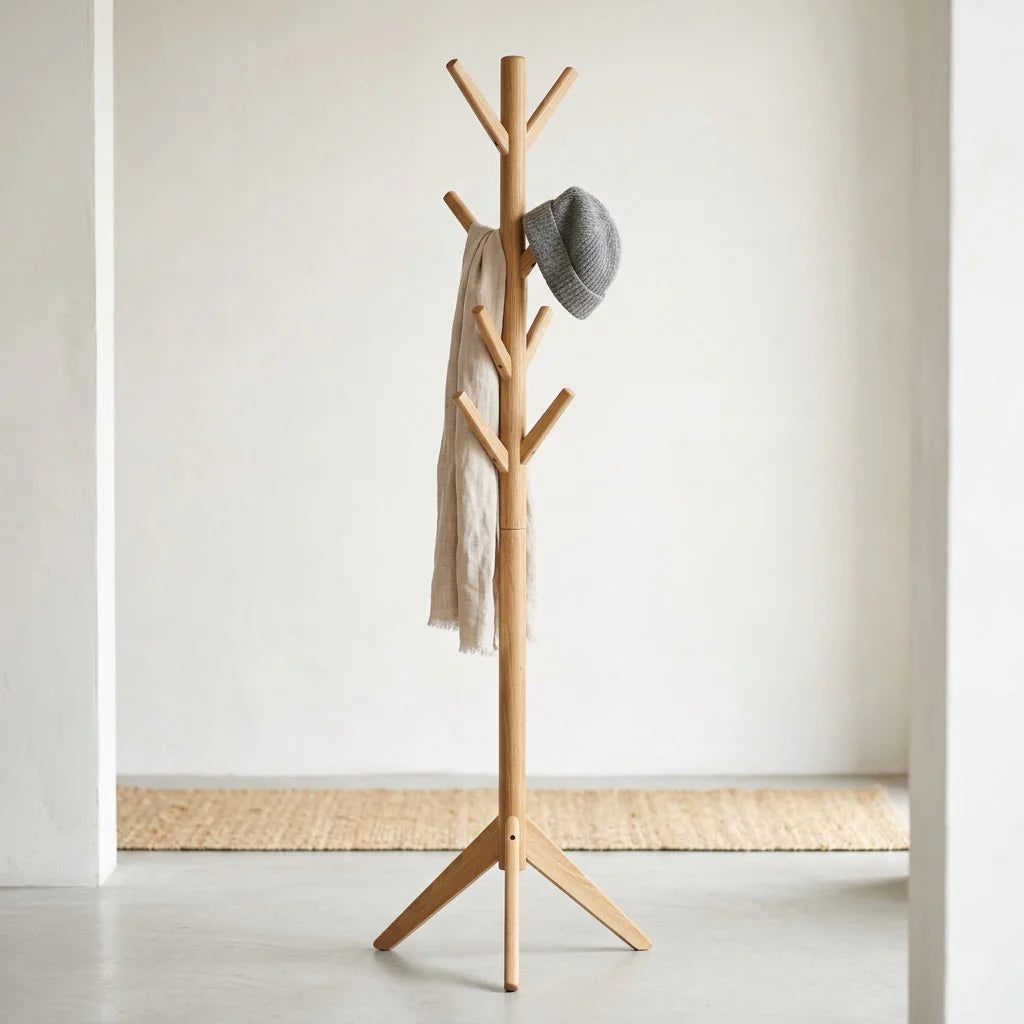 porte manteau sur pied en bois