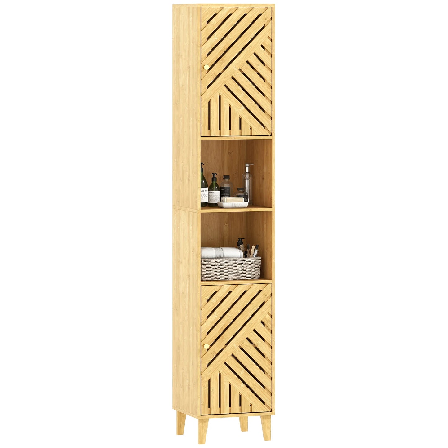 Colonne de rangement scandinave en bambou - Le Chevronio