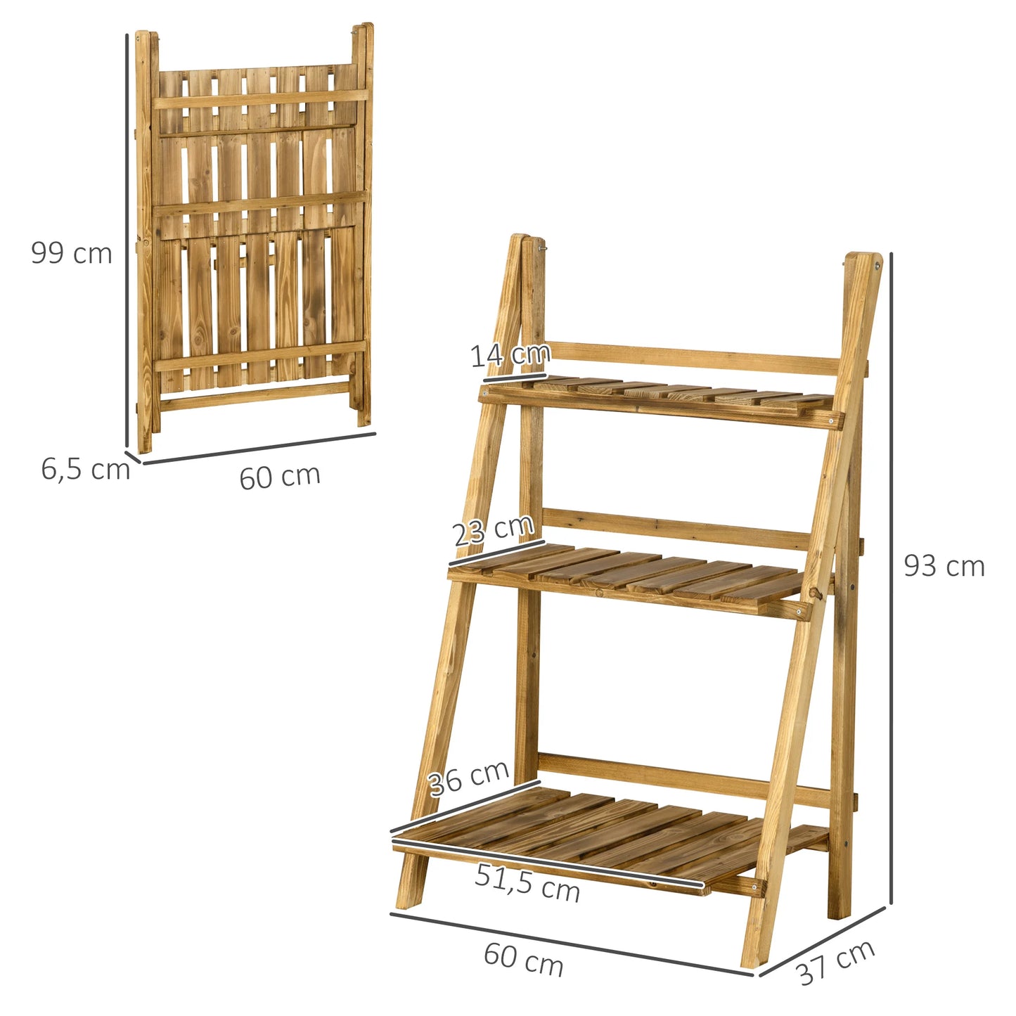 Étagère présentoir pliante en bois 3 niveaux - Le Foldio