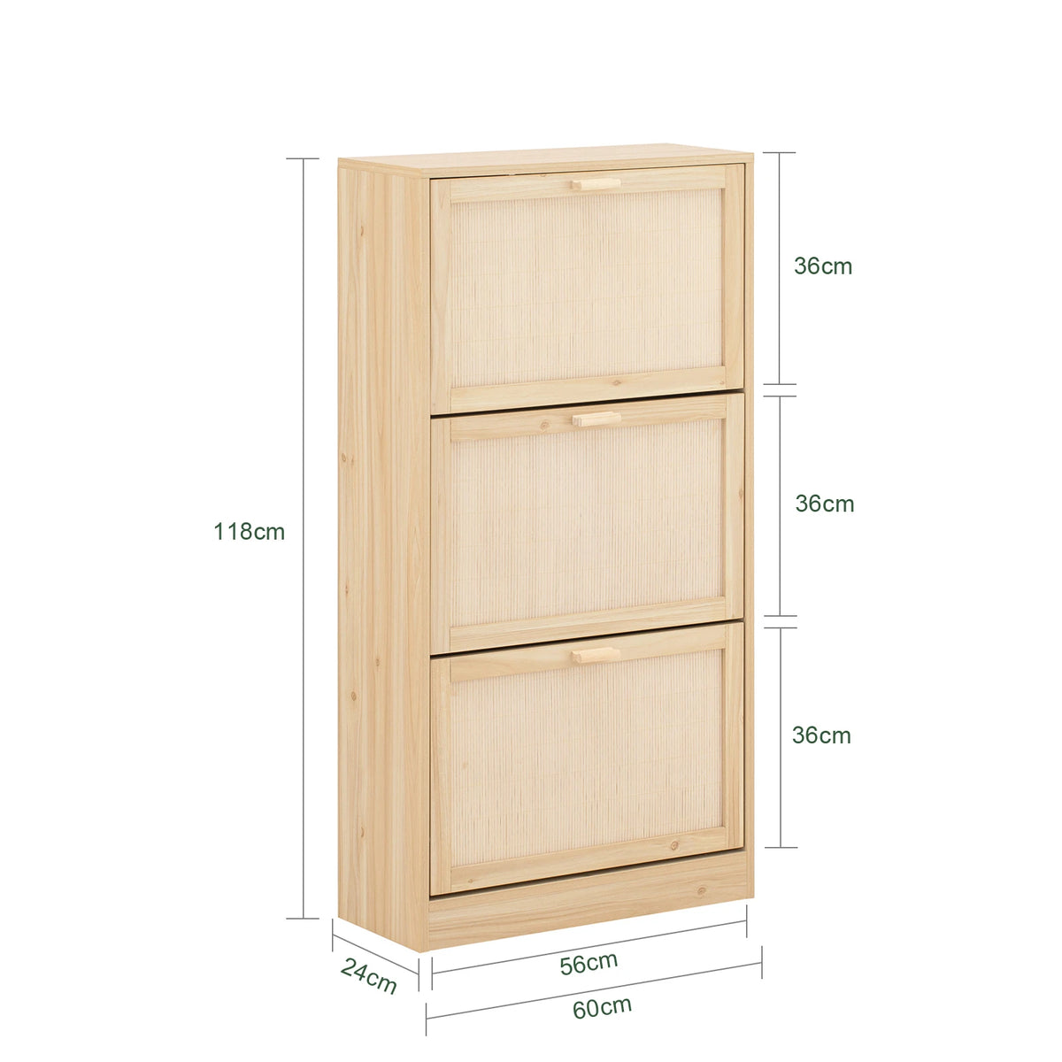 Armoire à chaussures étroite en bois avec 3 battants - Le Torrio