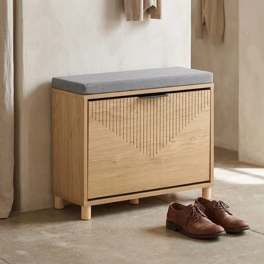 Banc à chaussures avec assise rembourrée en bois - Le Sedio