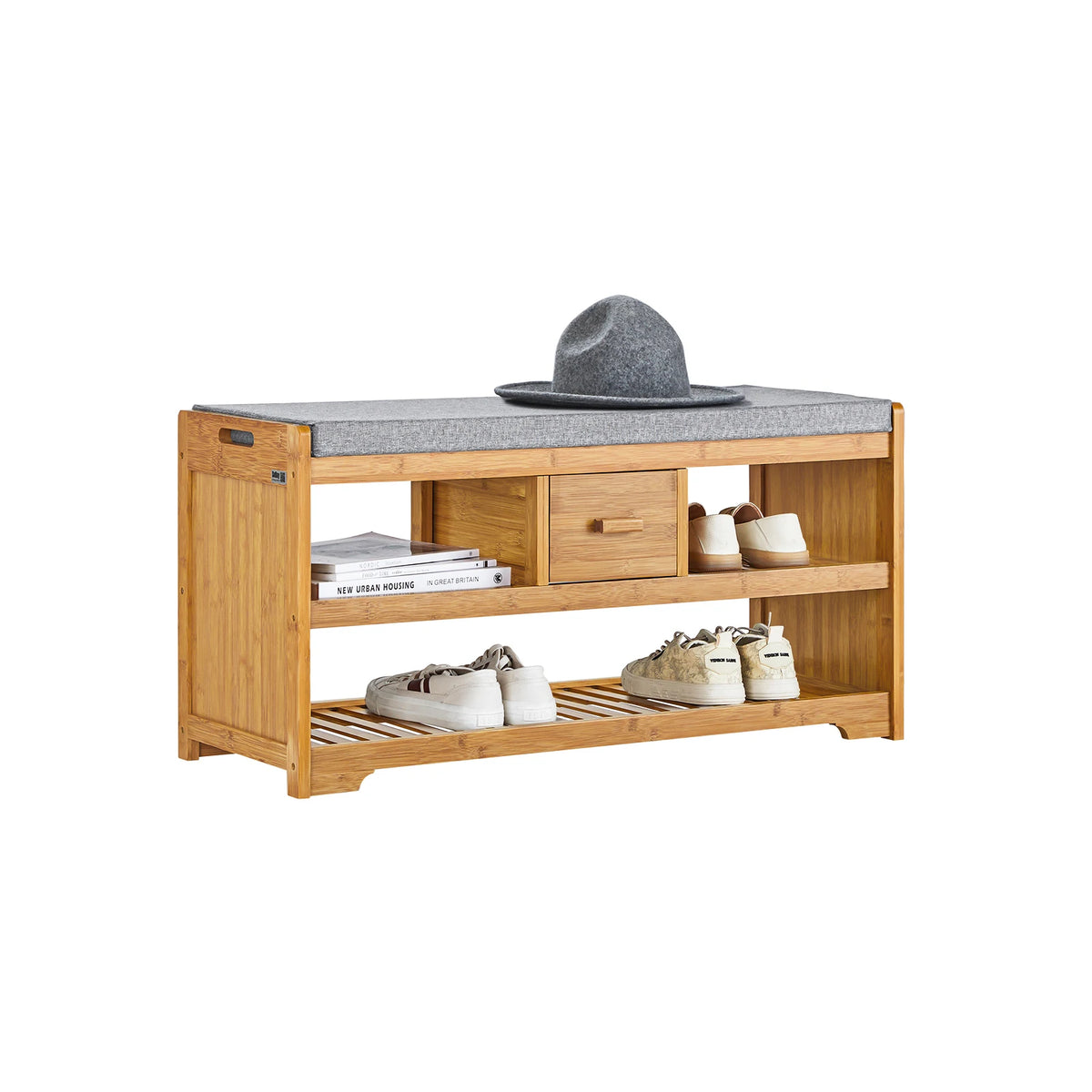 Banc à chaussures en bambou avec coussin - Le Scaffio