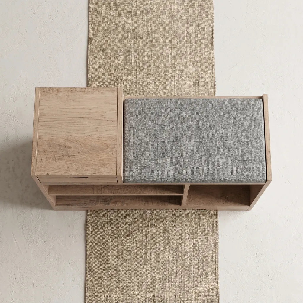 Banc de rangement d'entrée avec tiroir et 3 compartiments bois - Le Casellio