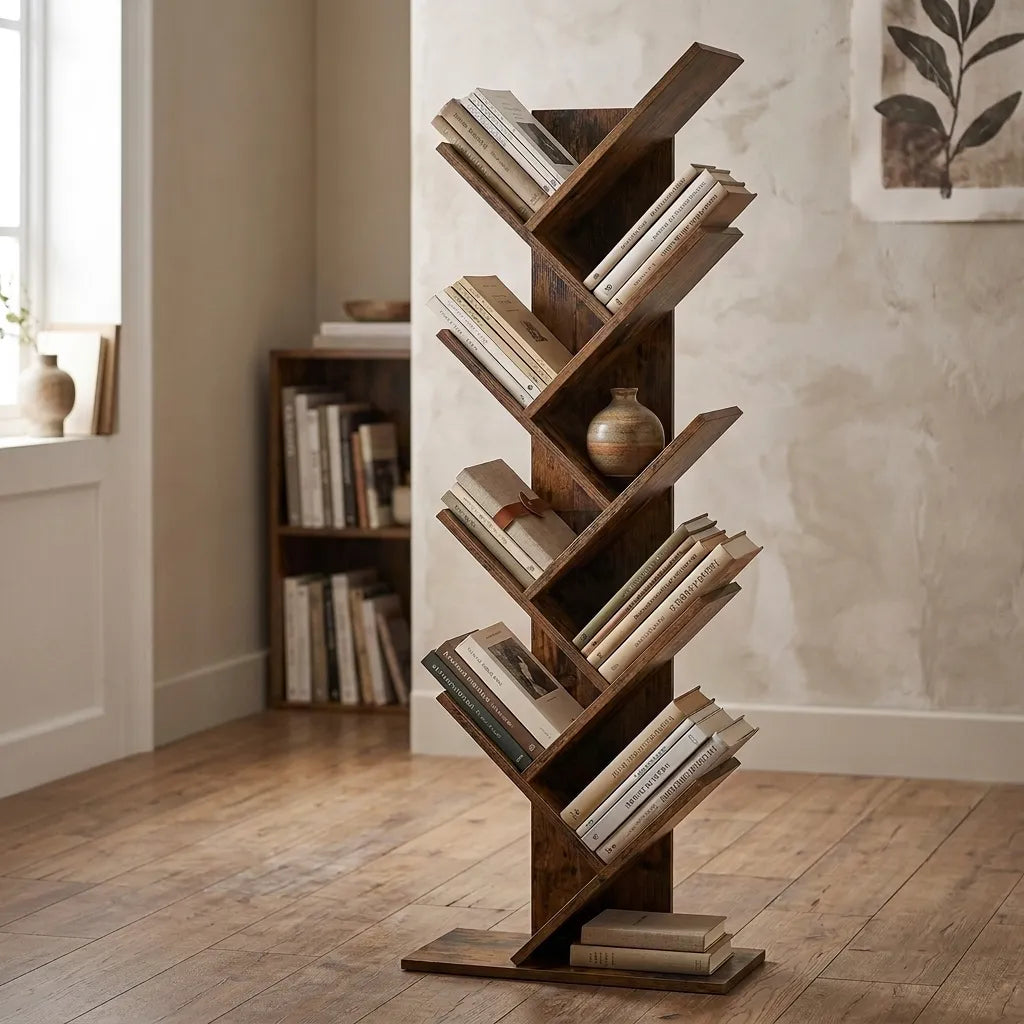 Bibliothèque arbre bois 8 niveaux sur pied - Le Treeo