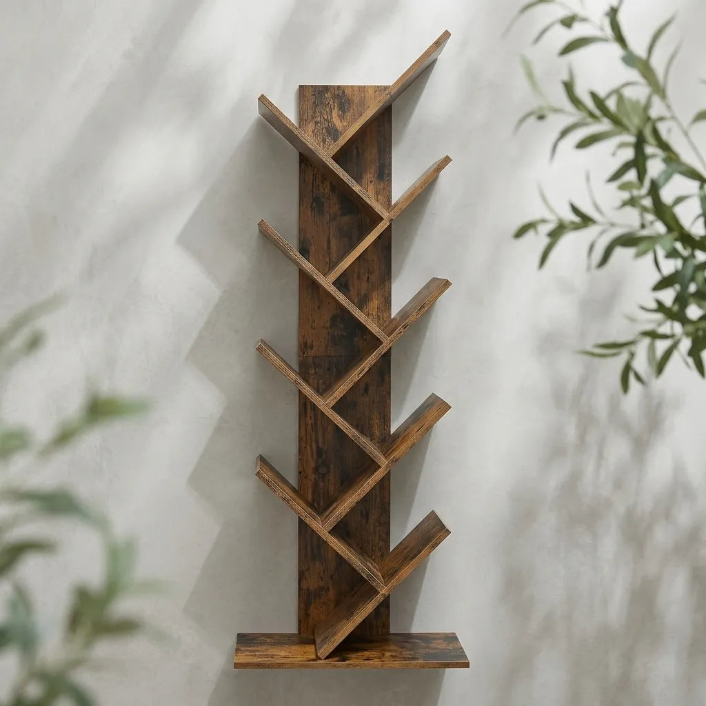 Bibliothèque arbre bois 8 niveaux sur pied - Le Treeo