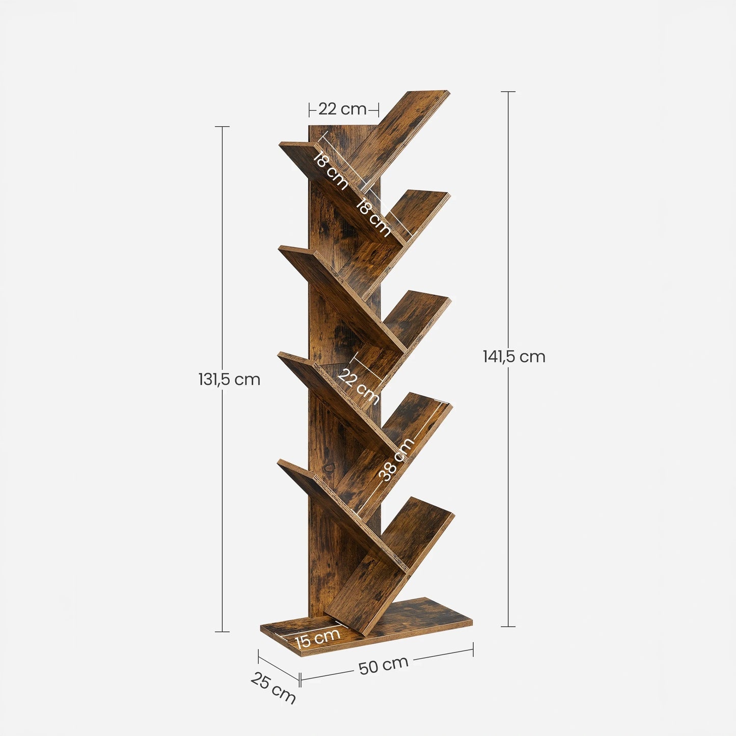Bibliothèque arbre bois 8 niveaux sur pied - Le Treeo