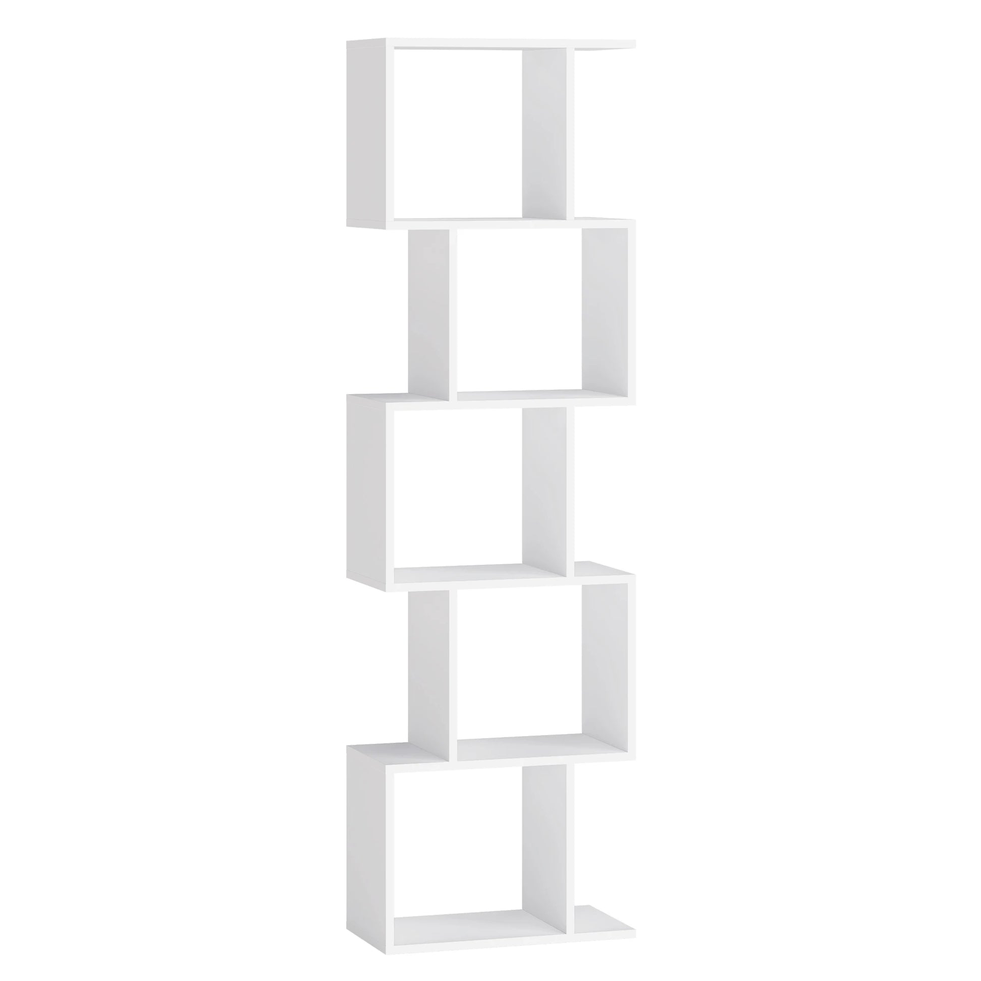 Bibliothèque étagère blanche bois 5 niveaux - Le Serpentio