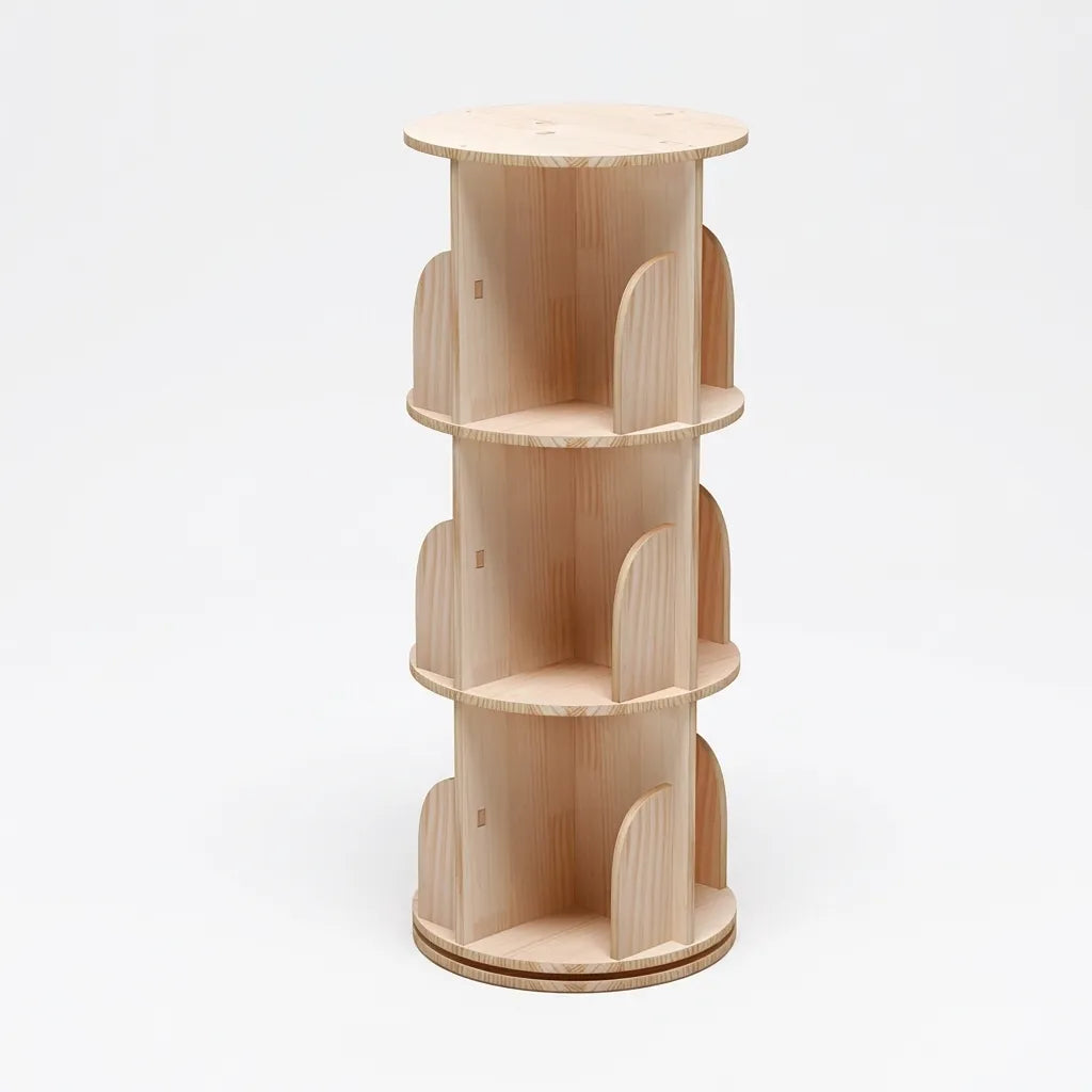 Bibliothèque en bois naturel rotative - Le Tournelio