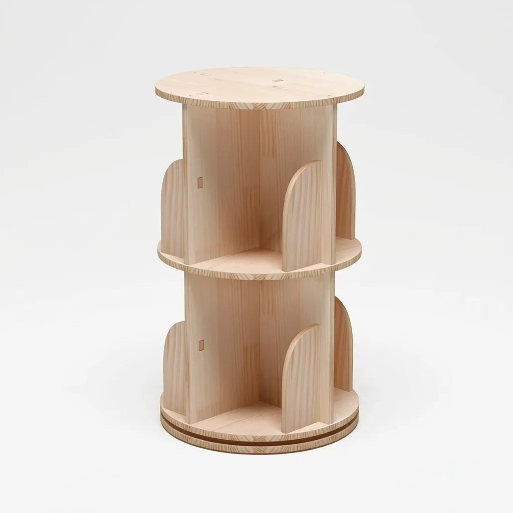 Bibliothèque en bois naturel rotative - Le Tournelio