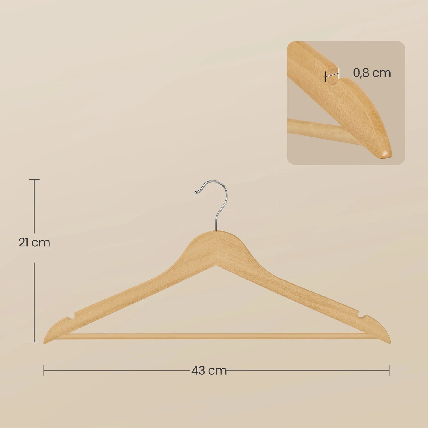 Lot de 20 cintres Le Slimio en bois de bouleau naturel, ultra-minces et robustes.
