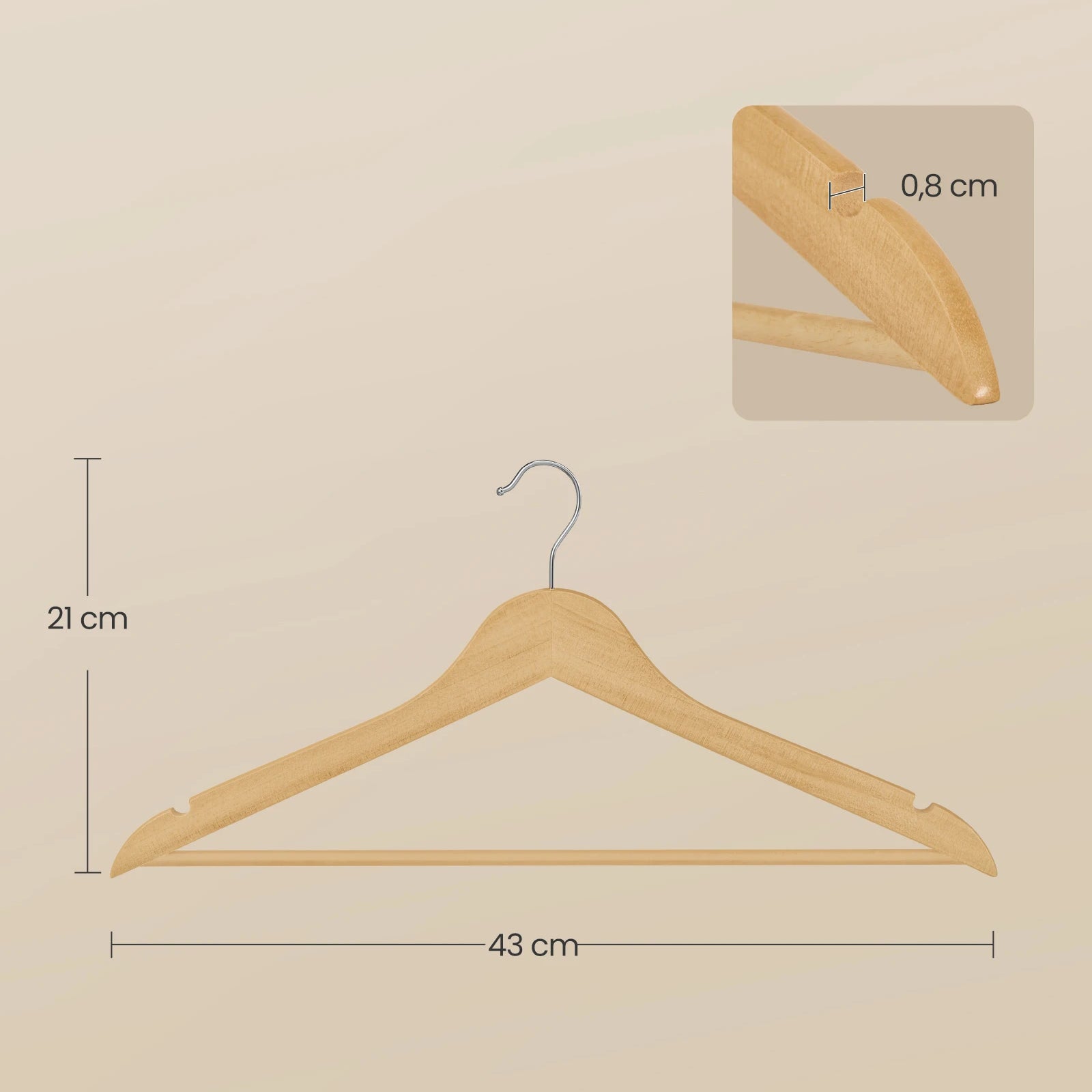 Lot de 20 cintres Le Slimio en bois de bouleau naturel, ultra-minces et robustes.
