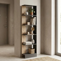 Colonne de rangement chêne 5 compartiments pour salon - Le Duotonio