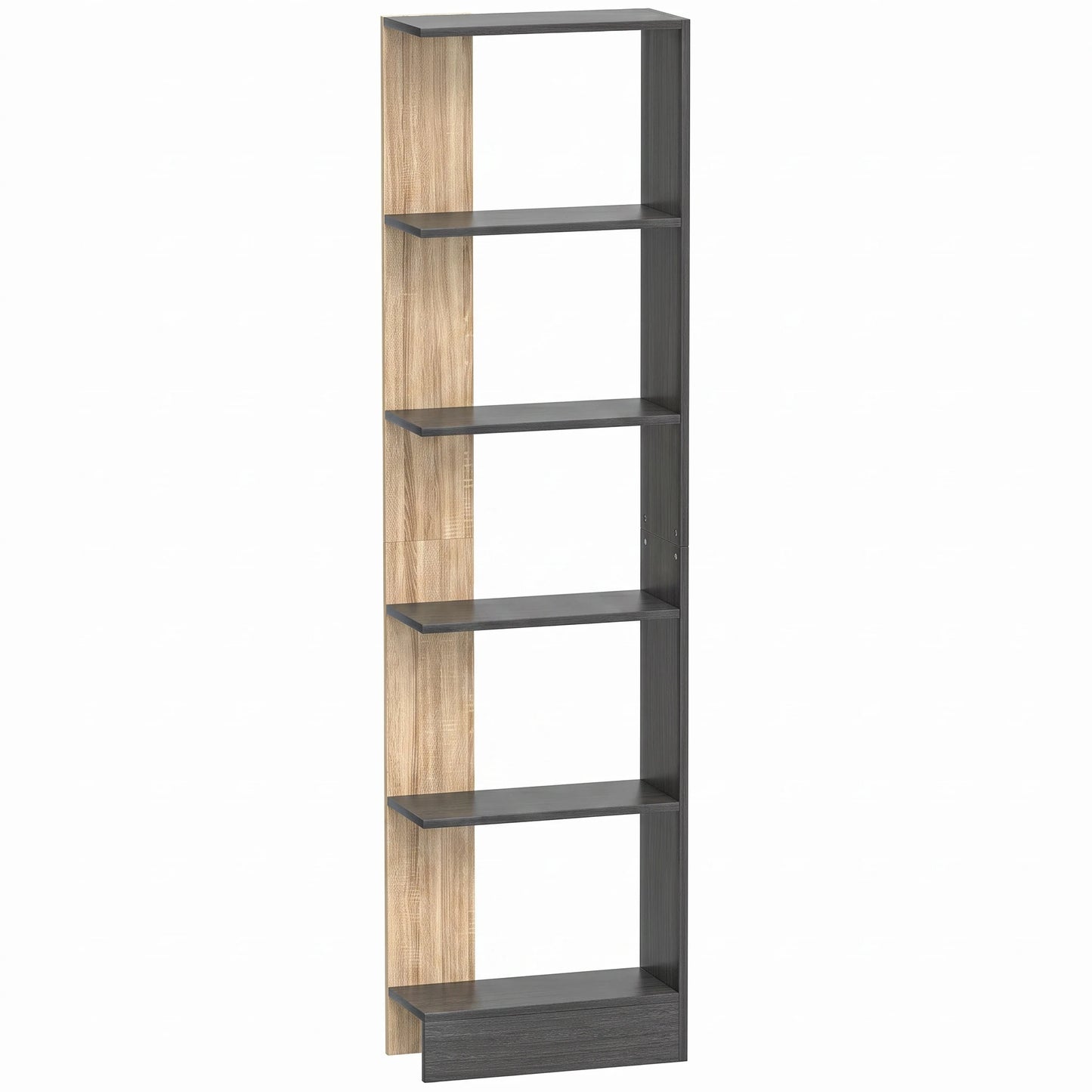 Colonne de rangement chêne 5 compartiments pour salon - Le Duotonio