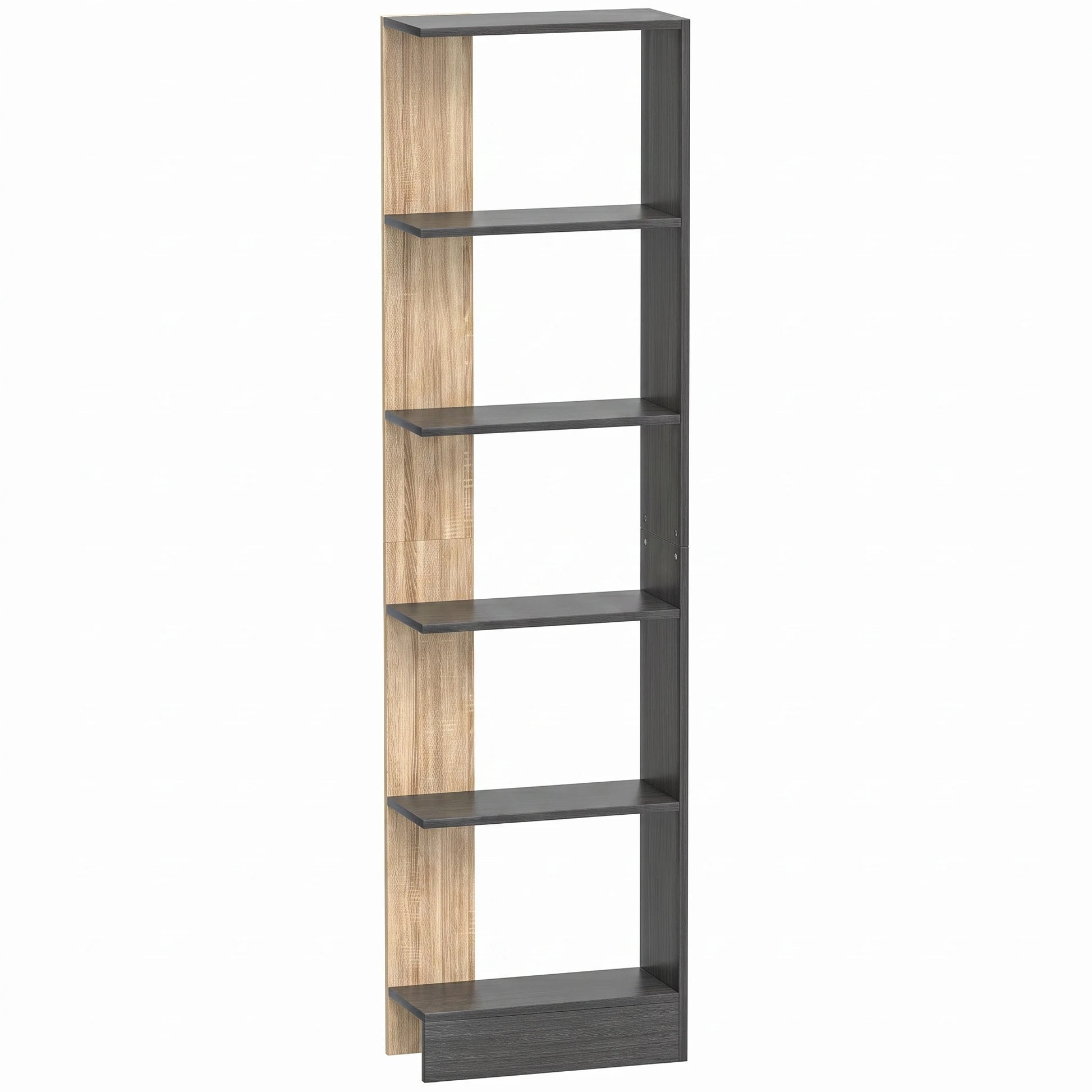 Colonne de rangement chêne 5 compartiments pour salon - Le Duotonio