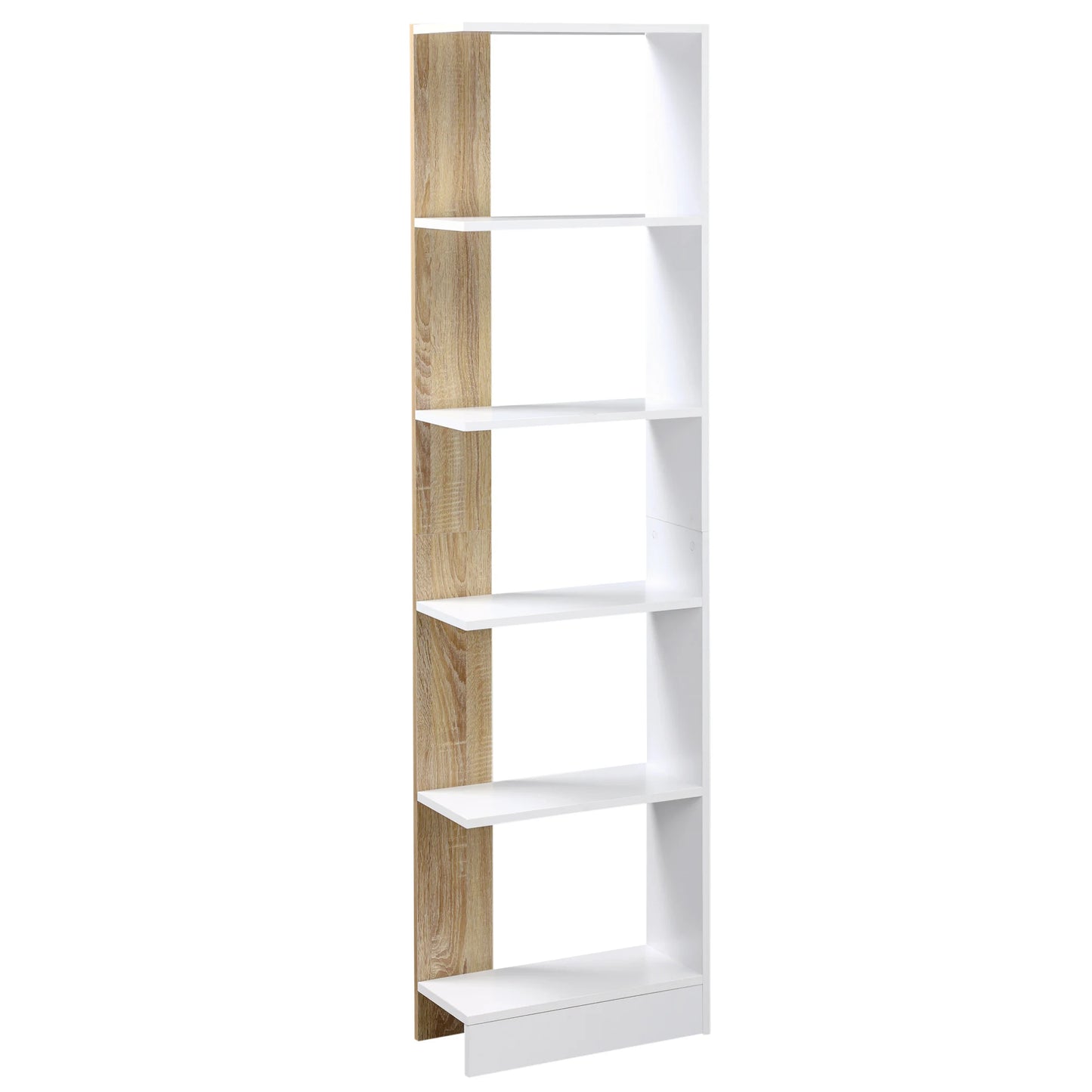 Colonne de rangement chêne 5 compartiments pour salon - Le Duotonio