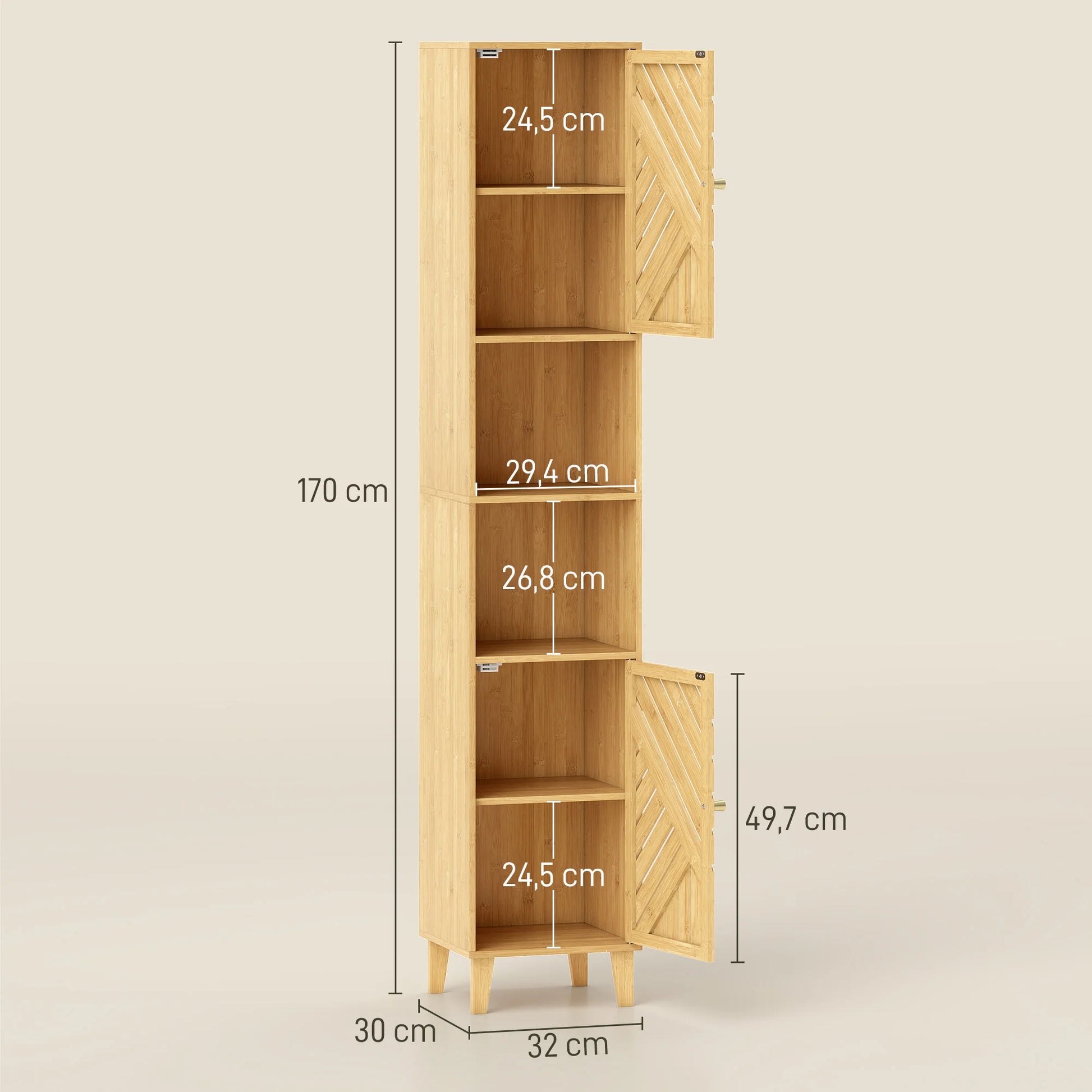 Colonne de rangement scandinave en bambou - Le Chevronio