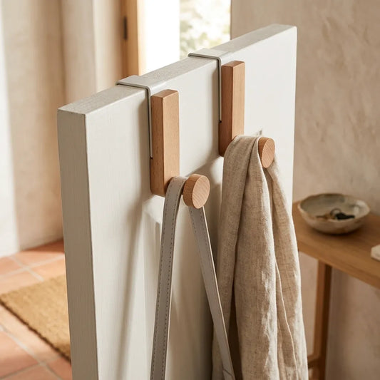 Crochet porte-arrière en bois clair sans perçage - Le Doorio