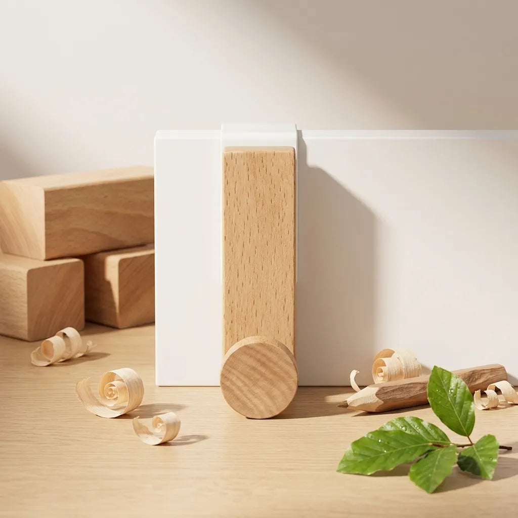 Crochet porte-arrière en bois clair sans perçage - Le Doorio
