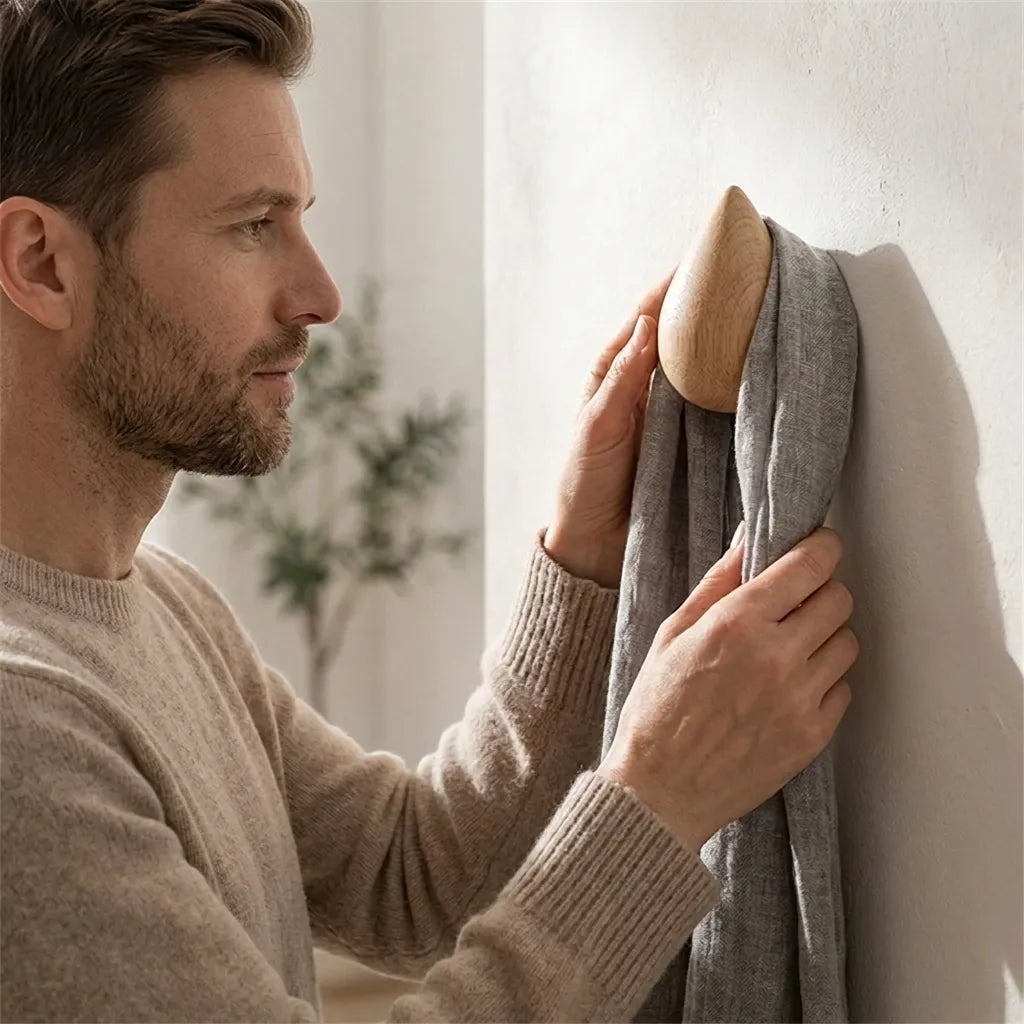Crochets vêtements en bois naturel forme goutte - Le Goutio