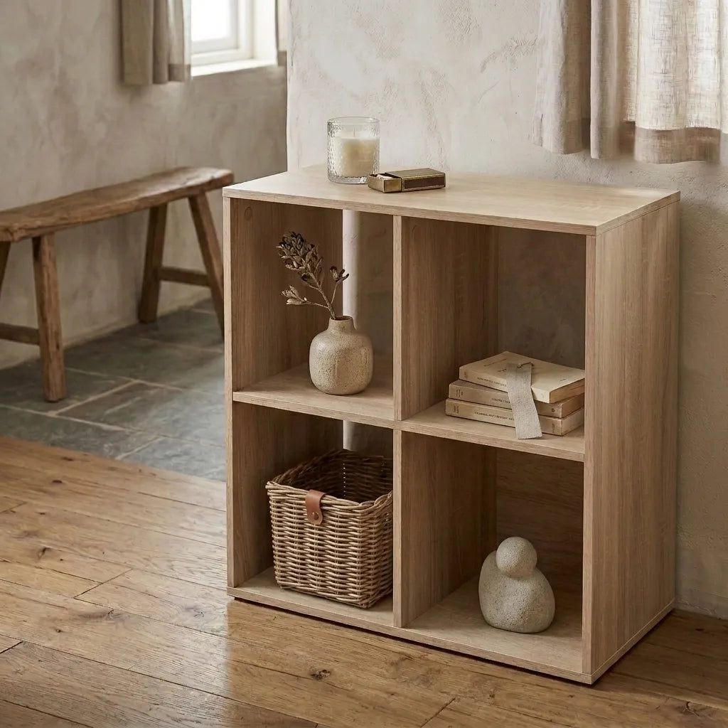 Petite étagère de rangement en bois 4 cases - Le Quadrio