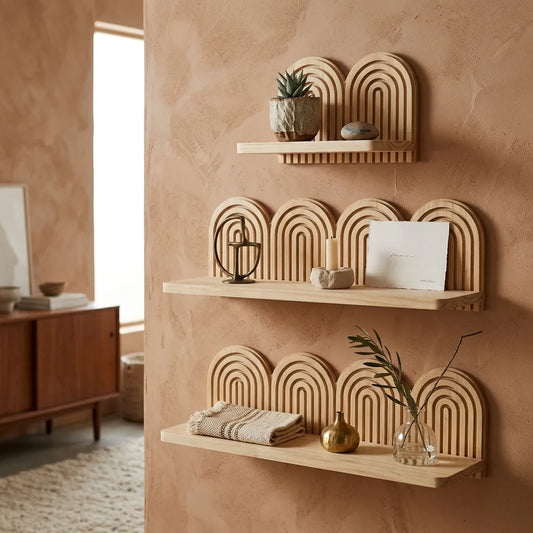 Étagère murale en bois boho avec arches - L'Archio