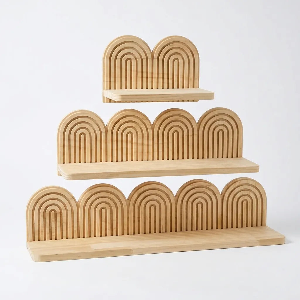 Étagère murale en bois boho avec arches - L'Archio