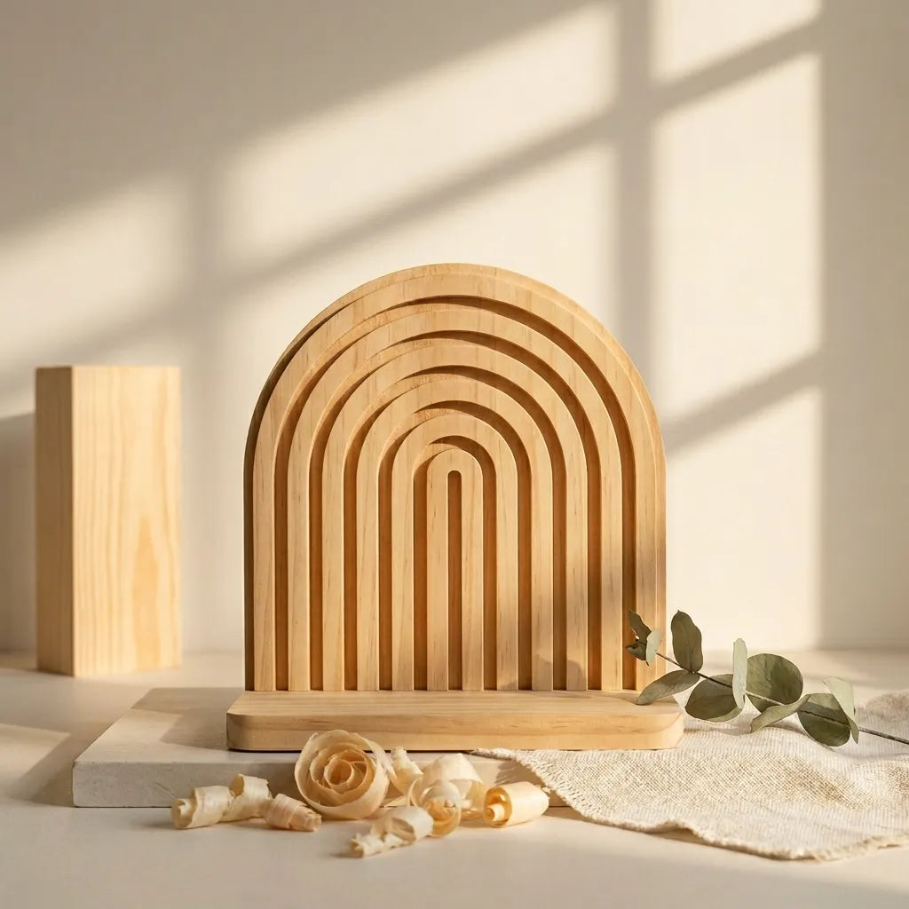 Étagère murale en bois boho avec arches - L'Archio