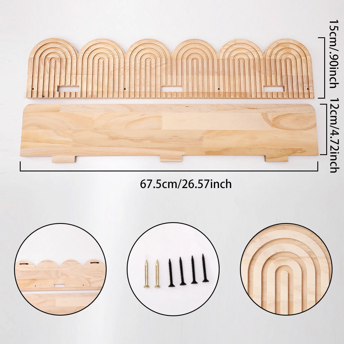 Étagère murale en bois boho avec arches - L'Archio