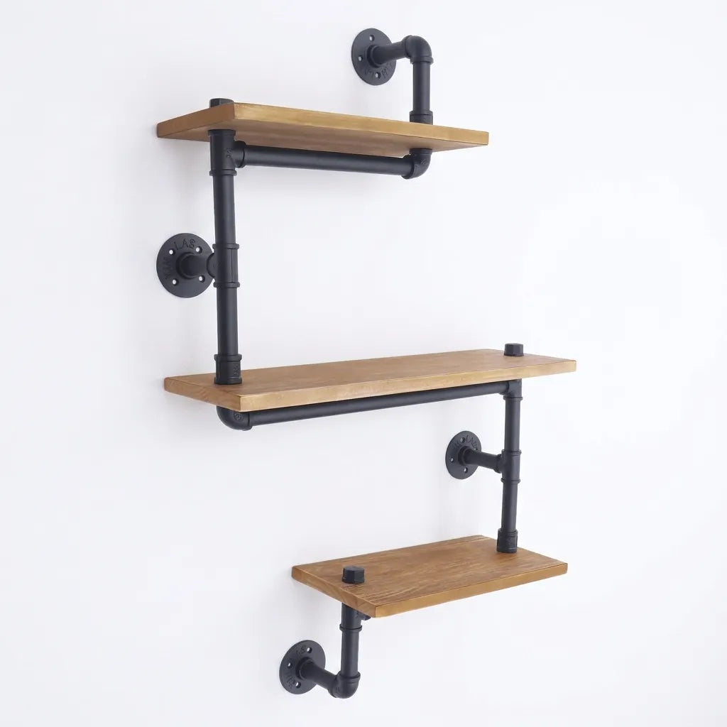 Étagère murale industrielle 3 niveaux bois et métal - Le Pipio
