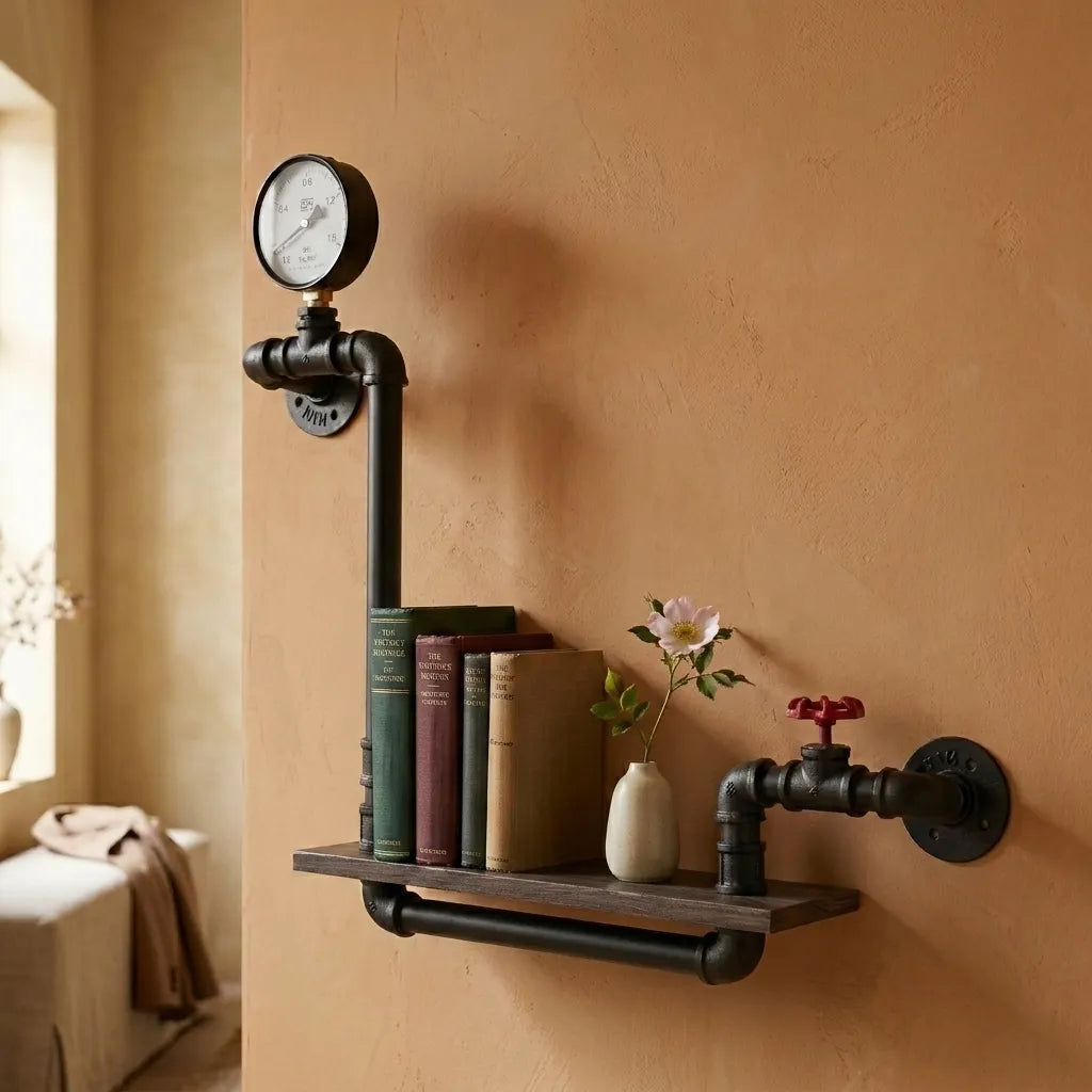 Étagère murale industrielle vintage bois style rétro - Le Vaporio