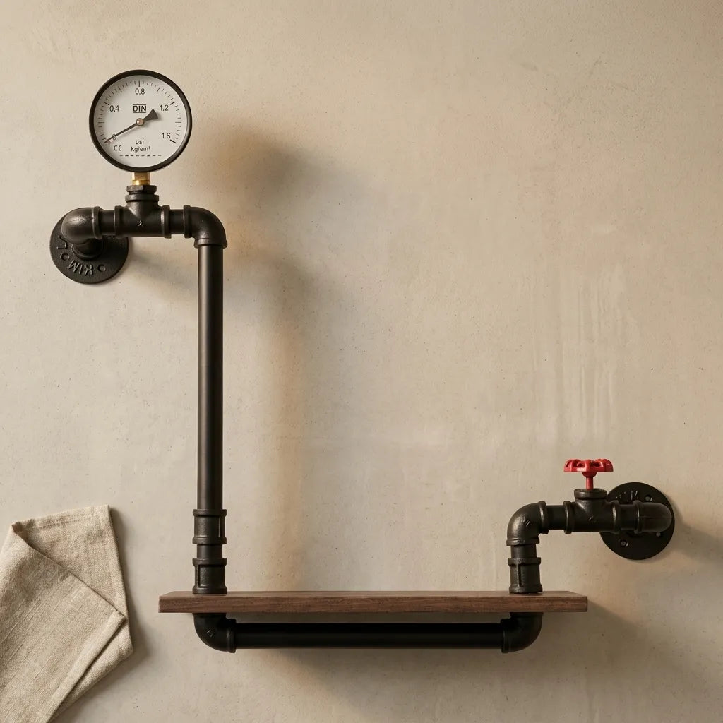 Étagère murale industrielle vintage bois style rétro - Le Vaporio