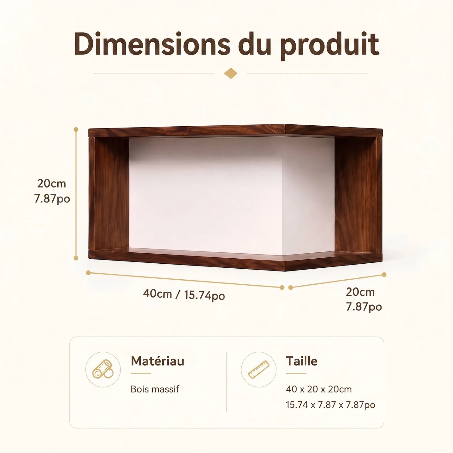 Étagère niche murale d'angle en bois - Le Anglio