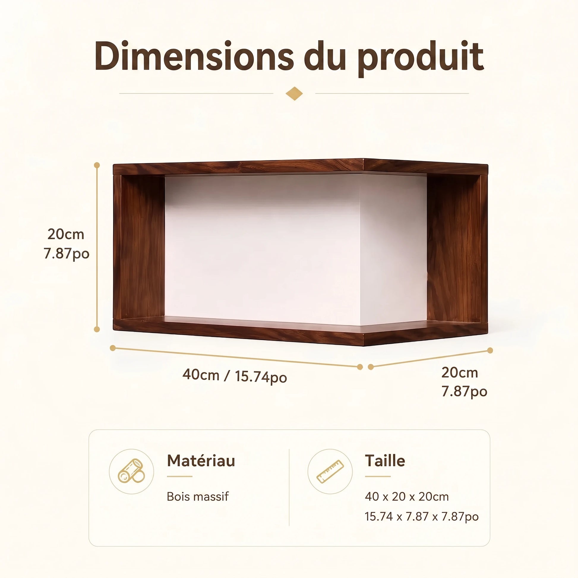Étagère niche murale d'angle en bois - Le Anglio
